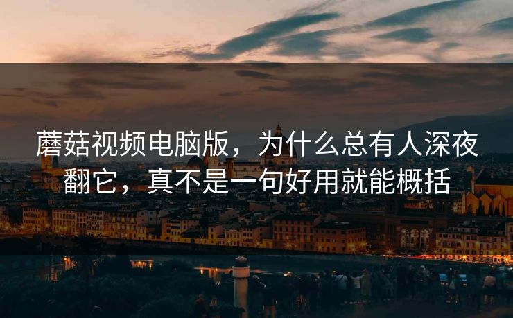 蘑菇视频电脑版，为什么总有人深夜翻它，真不是一句好用就能概括