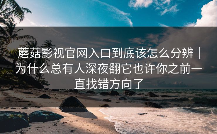 蘑菇影视官网入口到底该怎么分辨｜为什么总有人深夜翻它也许你之前一直找错方向了