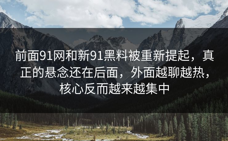 前面91网和新91黑料被重新提起，真正的悬念还在后面，外面越聊越热，核心反而越来越集中