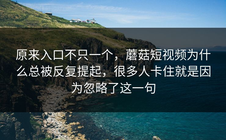 原来入口不只一个，蘑菇短视频为什么总被反复提起，很多人卡住就是因为忽略了这一句