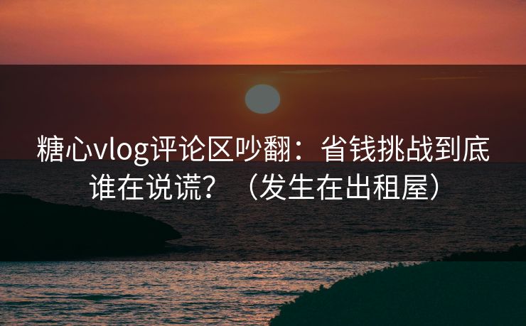 糖心vlog评论区吵翻：省钱挑战到底谁在说谎？（发生在出租屋）