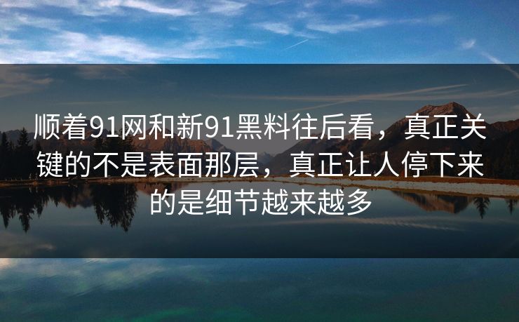 顺着91网和新91黑料往后看，真正关键的不是表面那层，真正让人停下来的是细节越来越多
