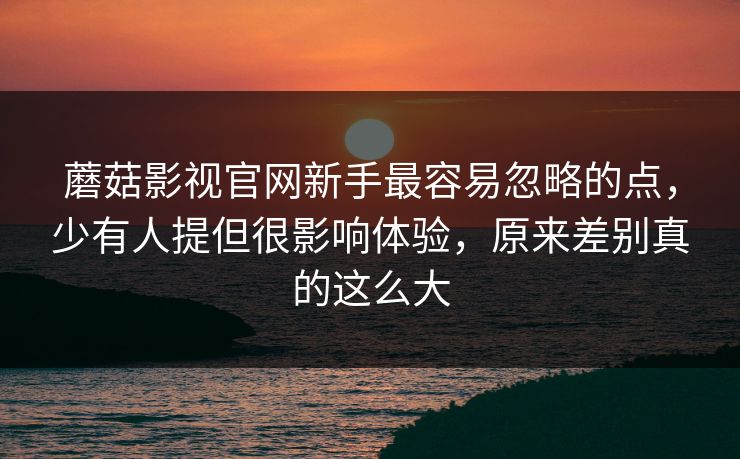 蘑菇影视官网新手最容易忽略的点，少有人提但很影响体验，原来差别真的这么大