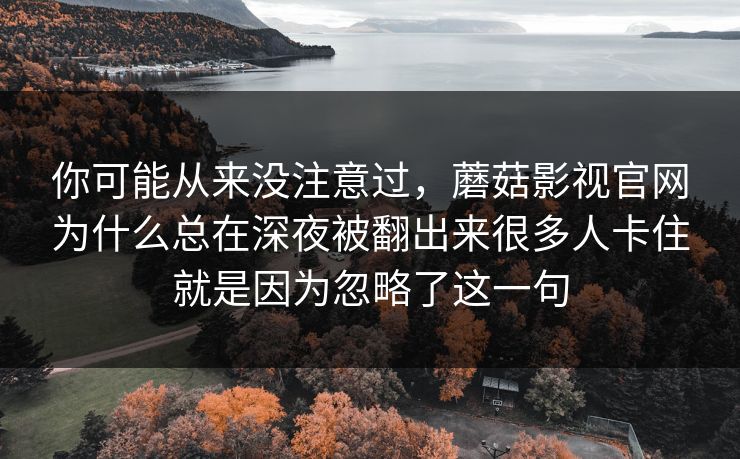 你可能从来没注意过，蘑菇影视官网为什么总在深夜被翻出来很多人卡住就是因为忽略了这一句
