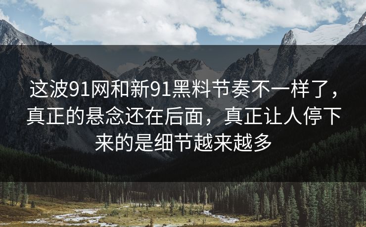 这波91网和新91黑料节奏不一样了，真正的悬念还在后面，真正让人停下来的是细节越来越多
