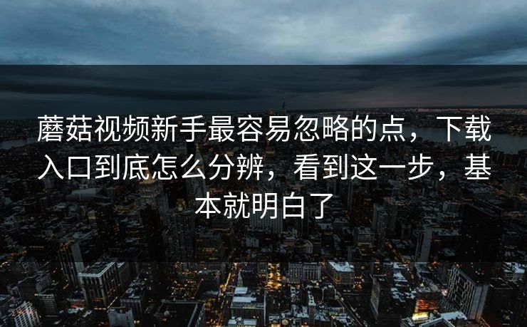 蘑菇视频新手最容易忽略的点，下载入口到底怎么分辨，看到这一步，基本就明白了