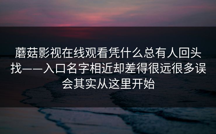 蘑菇影视在线观看凭什么总有人回头找——入口名字相近却差得很远很多误会其实从这里开始