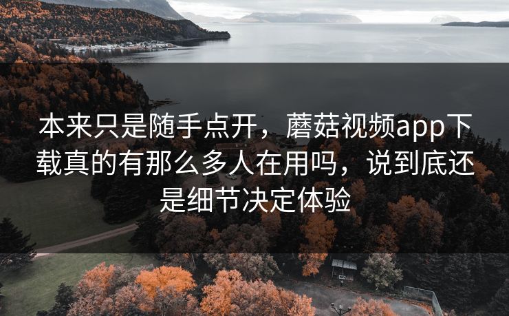 本来只是随手点开，蘑菇视频app下载真的有那么多人在用吗，说到底还是细节决定体验